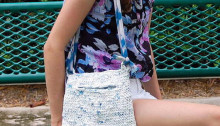 girl with plarn bag